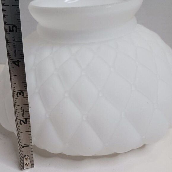 Vintage Hurricane Student Lamp Shade Frosted White Diamond Shape Quilted - Picture 8 of 9